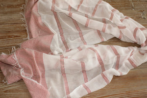 Red stripe hand woven scarf