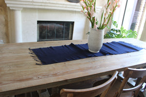 Edna navy blue woven table runner